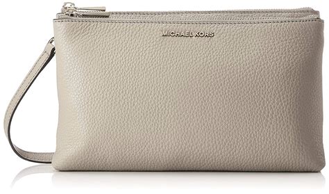 michael kors double zip crossbody pearl grey